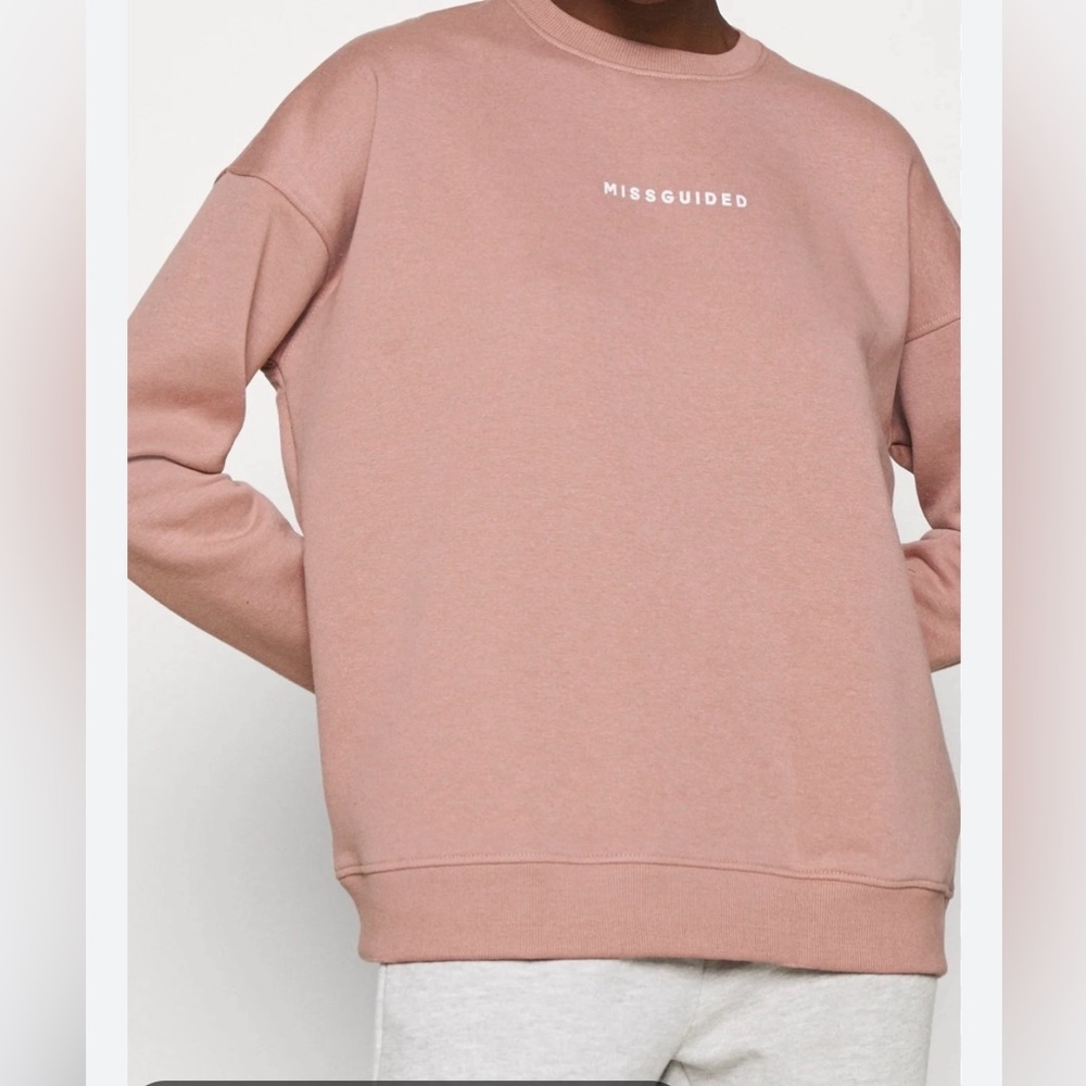 Missguided Women’s Long Sleeve Crew Neck Sweatshirt Dusty Pink Oversized Size M